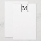 Papeterie Your Letter. Custom Monogram. Black and White (Devant / Derrière)