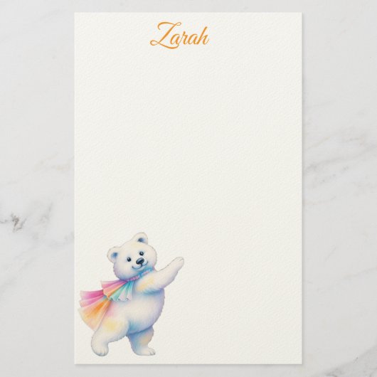 Papeterie Zarah the Dancing Polar Bear | Personalized (Devant)