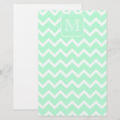 Papeterie Zigzag vert en bon état avec le monogramme fait (Devant / Derrière)