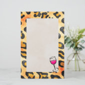 Papeterie Zones de léopard sauvage Motif avec Verre à vin (Debout devant)