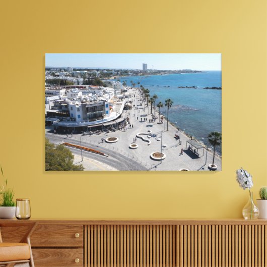 Paphos Seafront drone uitzicht Canvas Afdruk (Insitu (Woonkamer))