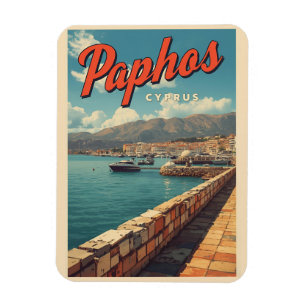 Paphos waterzicht, Cyprus toeristische souvenirs Magneet