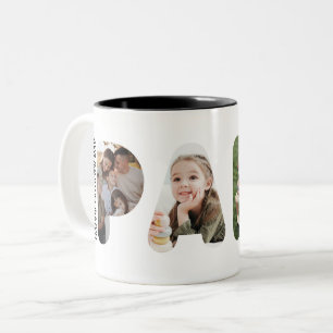 Papi aangepaste foto gepersonaliseerde Vaderdag Tweekleurige Koffiemok