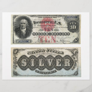 Papier 10 $ U.S. Banknote Silver Certificate 1878