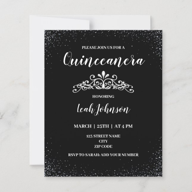 Papier 15e anniversaire Quinceanera invitation (Devant)