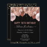 Papier 16e anniversaire Ballons roses<br><div class="desc">Faux parties scintillant. Modèle de ballon rose élégant. Idéal pour de nombreuses fêtes d'anniversaire différentes. Tout le texte est réglable.</div>