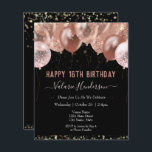 Papier 16e anniversaire Ballons roses<br><div class="desc">Faux parties scintillant. Modèle de ballon rose élégant. Idéal pour de nombreuses fêtes d'anniversaire différentes. Tout le texte est réglable.</div>