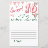 Papier 16e anniversaire Voeux pour la fille d'anniversair (Devant)