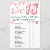 Papier 18 e anniversaire Jeu jamais ou jamais (Devant)