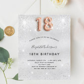 Papier 18e anniversaire argent rose or parties scintillan