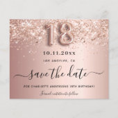 Papier 18e anniversaire rose or blush enregistrer la cart (Devant)
