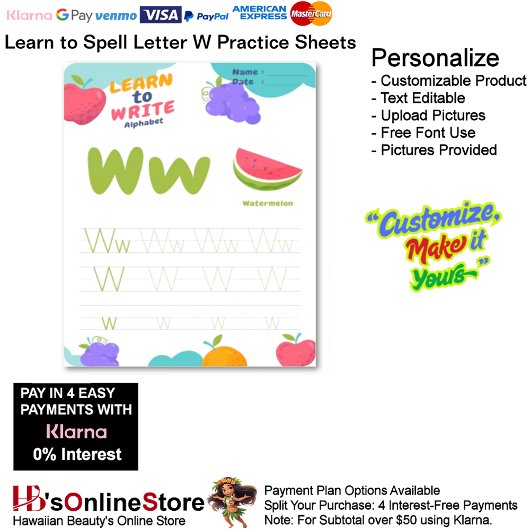 Papier 1 Learn To Spell Letter W Teacher Home Schooling