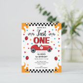 Papier 1er anniversaire Boy's Racing Car Party Invitation (Debout devant)