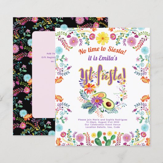 Papier 1er anniversaire de fête pour une fille Folkart BU (Devant / Derrière)