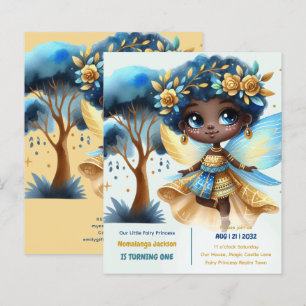 Papier 1er Anniversaire Petite Fée Princesse Africaine ON