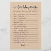 Papier 1er anniversaire Trivia édite jeu (Devant)
