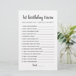 Papier 1er anniversaire Trivia édite jeu