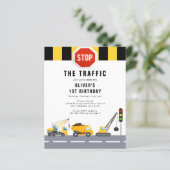 Papier 1ère fête d'anniversaire Construction Camion Invit (Debout devant)