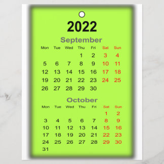 Papier 2022 Calendrier Septembre Octobre Imprimer sur..
