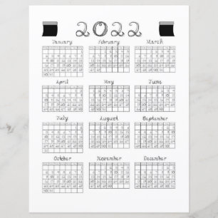 Papier 2022 Calendrier Tissu Taillots de police Textiles