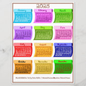 Papier 2025 Calendrier Bolt Fabric Police 12 Mois Couleur (Dos)