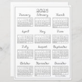 Papier 2025 Calendrier Fonte en tissu gris argenté imprim (Devant / Derrière)