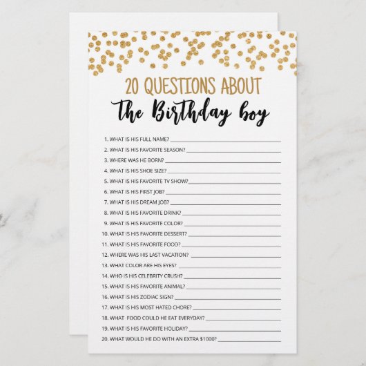 Papier 20 Questions À Propos Du Jeu Modifiable Pour Enfan (Devant / Derrière)