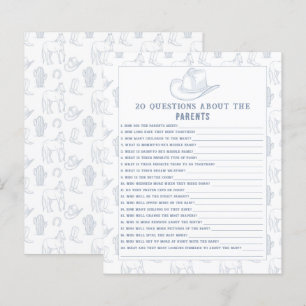 Papier 20 Questions des parents - baby shower Cowboy
