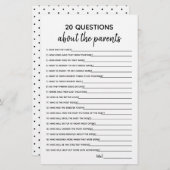 Papier 20 Questions Jeux de Baby shower minimaliste (Devant / Derrière)