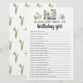 Papier 20 Questions sur la Fille qui Fête son Anniversair (Devant / Derrière)