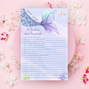 Papier 20 Questions sur le baby shower de sirène des pare