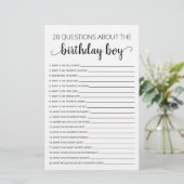 Papier 20 Questions sur le jeu Anniversaire Garçon Annive (Debout devant)
