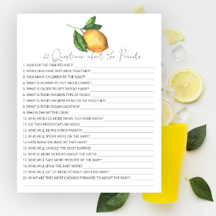 Papier 20 Questions sur le jeu de baby shower des parents