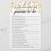 Papier 20 Questions sur le jeu de Baby shower Parents (Devant)