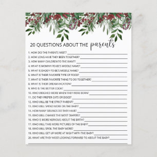 Papier 20 Questions sur le jeu de baby shower Parents