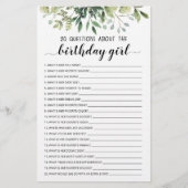 Papier 20 Questions Sur Le Jeu Modifiable Fille Anniversa (Devant)