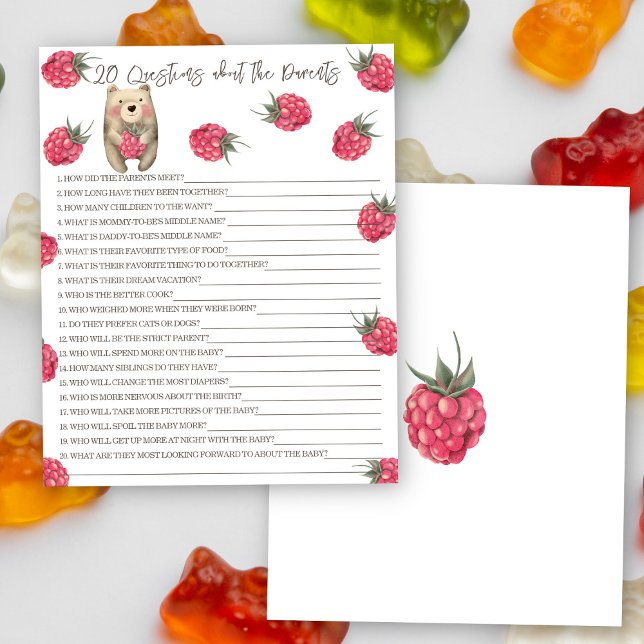 Papier 20 Questions sur les parents - jeu de baby shower  (Créateur téléchargé)