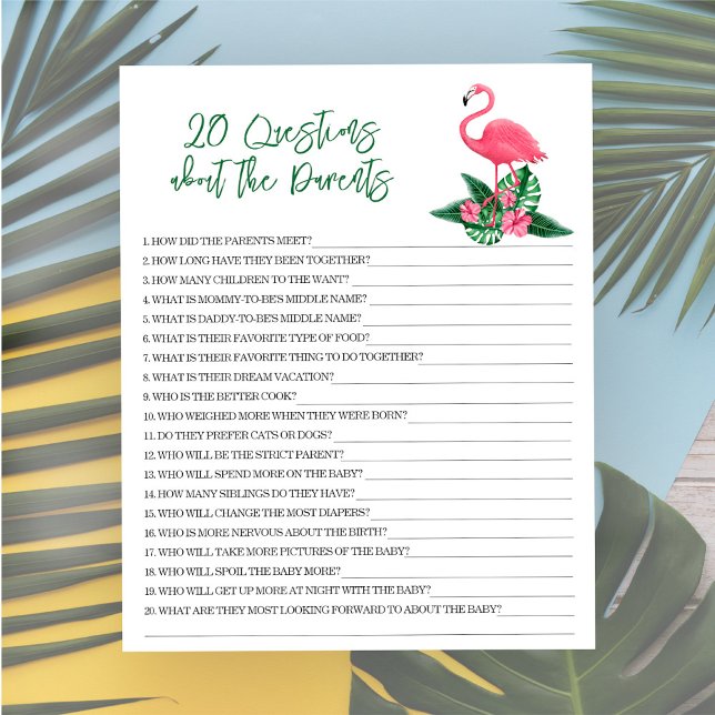 Papier 20 Questions sur les parents - jeu de baby shower (Créateur téléchargé)
