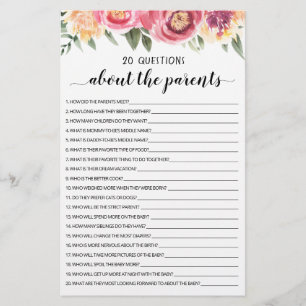 Papier 20 Questions sur les Parents Jeu modifiable