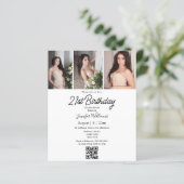 Papier 21e anniversaire 3 photos collage qr code invitati (Debout devant)