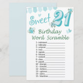 Papier 21e Anniversaire Jeu de course de mots (Devant / Derrière)