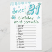 Papier 21e Anniversaire Jeu de course de mots (Devant)