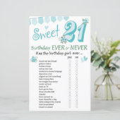 Papier 21e anniversaire Jeu jamais ou jamais (Debout devant)