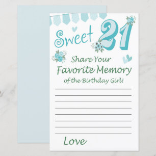 Papier 21e anniversaire Mémoire préférée de la fille anni