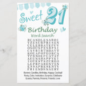 Papier 21e Anniversaire Mot de recherche Jeu (Devant)