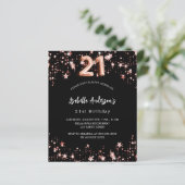 Papier 21e anniversaire noir rose or budget invitation (Debout devant)