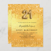 Papier 21e anniversaire parties scintillant d'or (Devant / Derrière)