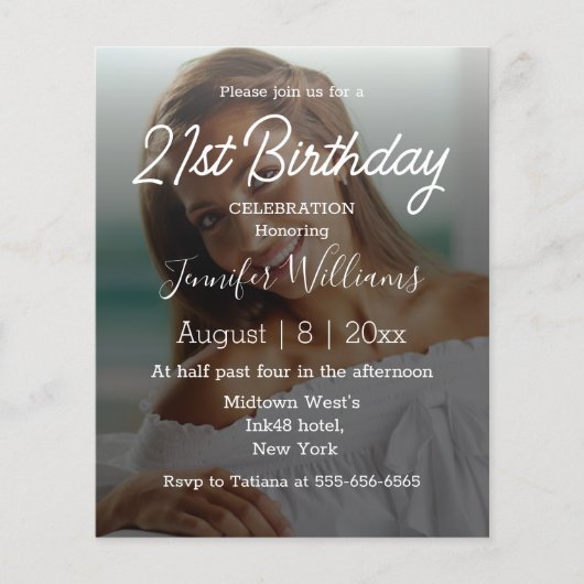 Papier 21e anniversaire photo invitation calligraphie bla (Devant)