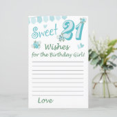 Papier 21e anniversaire Voeux pour la fille d'anniversair (Debout devant)