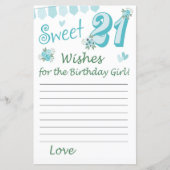 Papier 21e anniversaire Voeux pour la fille d'anniversair (Devant)